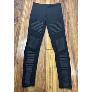 Alo Yoga Women’s High-Waist Mesh Black Moto Leggings Active Yoga Gym Size XS